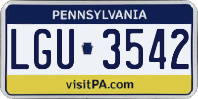 PA license plate LGU3542