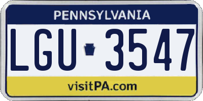 PA license plate LGU3547