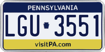 PA license plate LGU3551