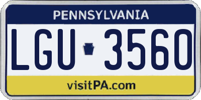 PA license plate LGU3560