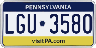 PA license plate LGU3580