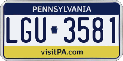 PA license plate LGU3581