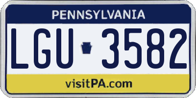 PA license plate LGU3582