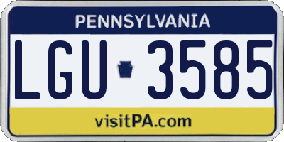 PA license plate LGU3585