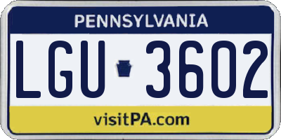 PA license plate LGU3602