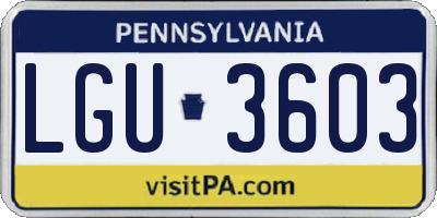 PA license plate LGU3603
