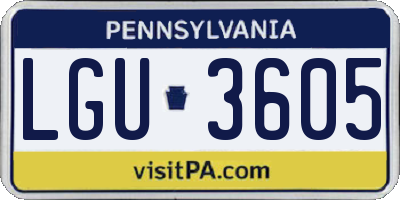 PA license plate LGU3605