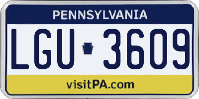 PA license plate LGU3609