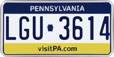 PA license plate LGU3614