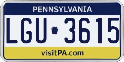 PA license plate LGU3615