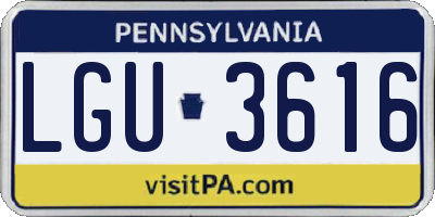 PA license plate LGU3616