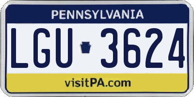 PA license plate LGU3624