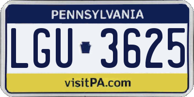 PA license plate LGU3625