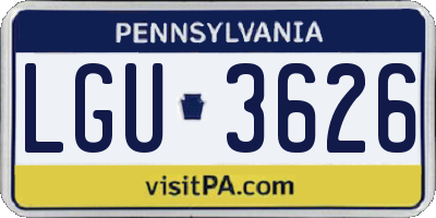 PA license plate LGU3626