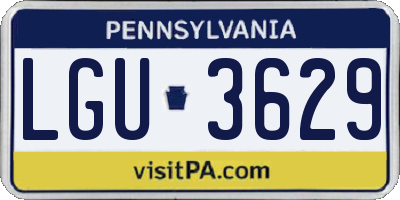 PA license plate LGU3629