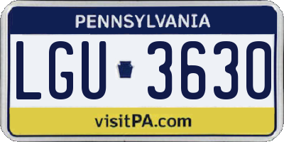 PA license plate LGU3630