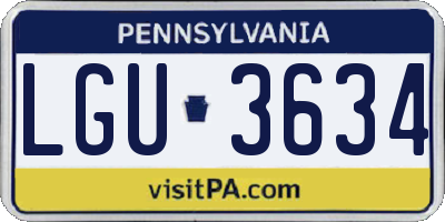 PA license plate LGU3634