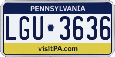 PA license plate LGU3636