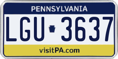 PA license plate LGU3637