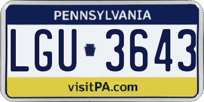 PA license plate LGU3643