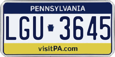 PA license plate LGU3645