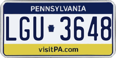 PA license plate LGU3648