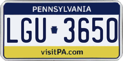 PA license plate LGU3650