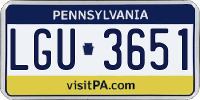 PA license plate LGU3651