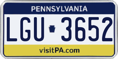 PA license plate LGU3652