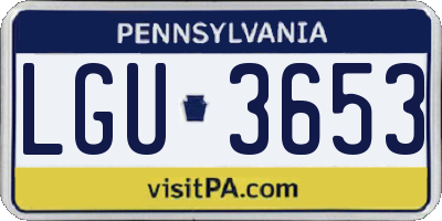 PA license plate LGU3653