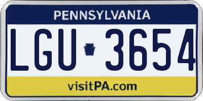 PA license plate LGU3654