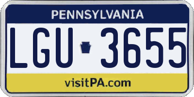 PA license plate LGU3655