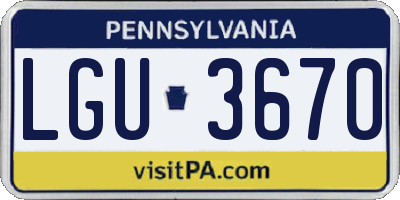 PA license plate LGU3670