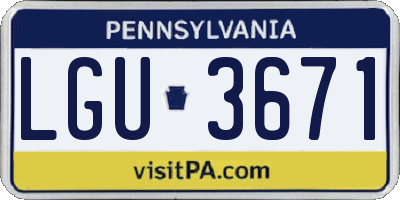 PA license plate LGU3671