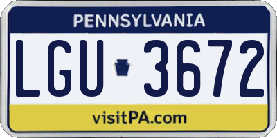 PA license plate LGU3672