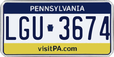 PA license plate LGU3674