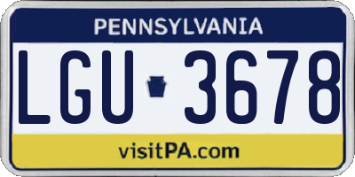 PA license plate LGU3678