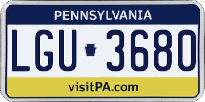 PA license plate LGU3680