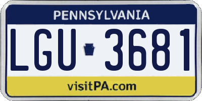 PA license plate LGU3681