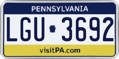 PA license plate LGU3692