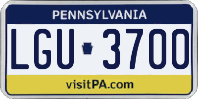 PA license plate LGU3700