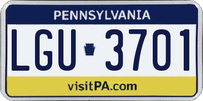 PA license plate LGU3701