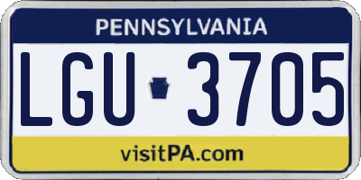 PA license plate LGU3705
