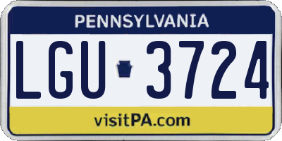 PA license plate LGU3724