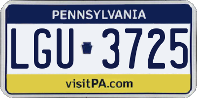 PA license plate LGU3725