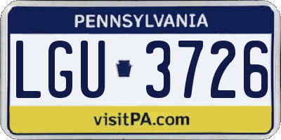 PA license plate LGU3726
