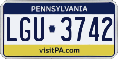 PA license plate LGU3742