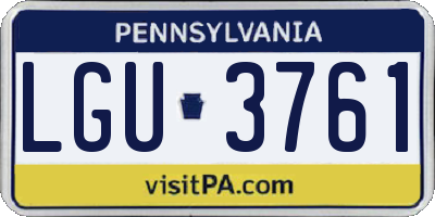 PA license plate LGU3761