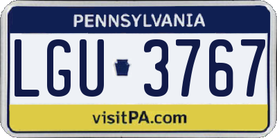 PA license plate LGU3767