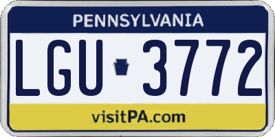 PA license plate LGU3772